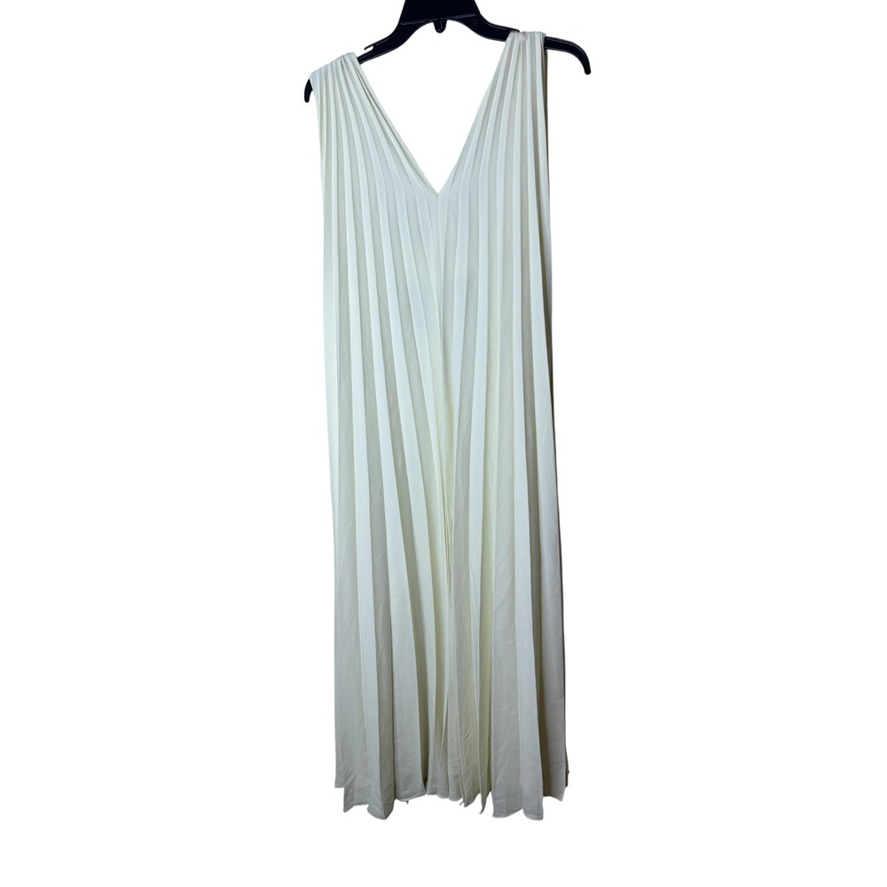 Reiss Loreli Dress Womens 6 Yellow Pleated V Neck Maxi Gown Formal Sleeveless